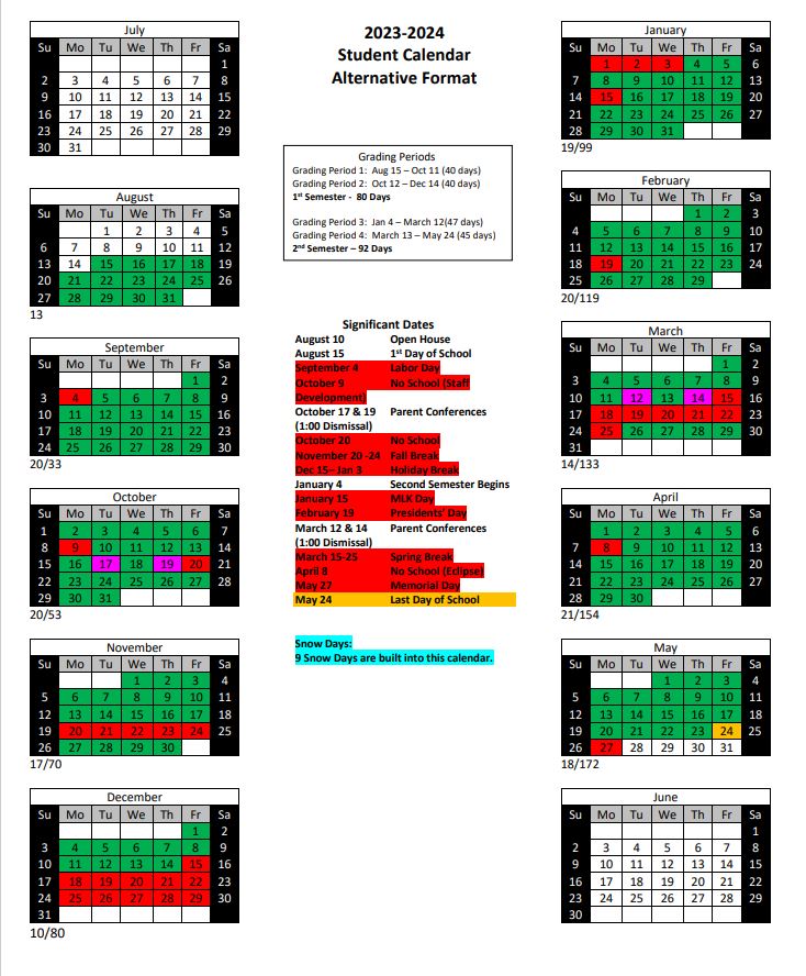 2023-2024 Student Calendar
